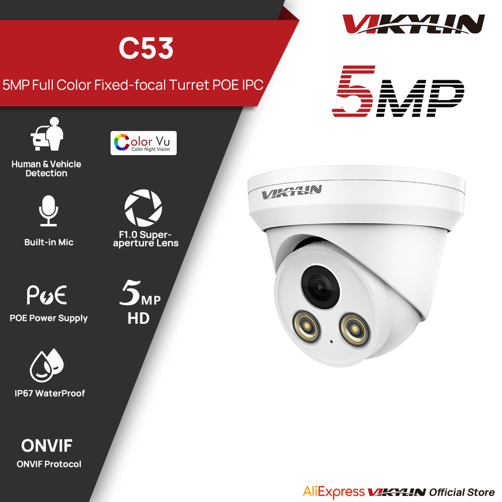 Outdoor Power G Motion - Caméra IP couleur 5MP VIKYLIN, extérieure,