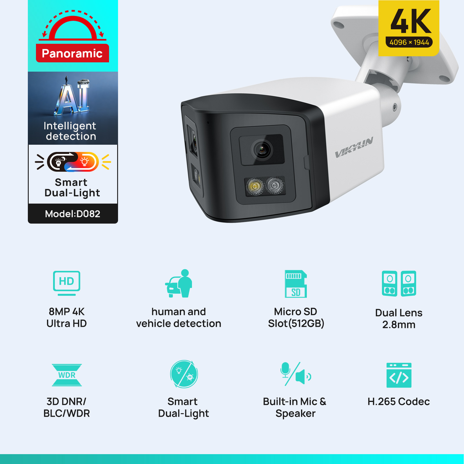 Outdoor Power G Motion - VIKYLIN 170 ° Caméra de sécurité