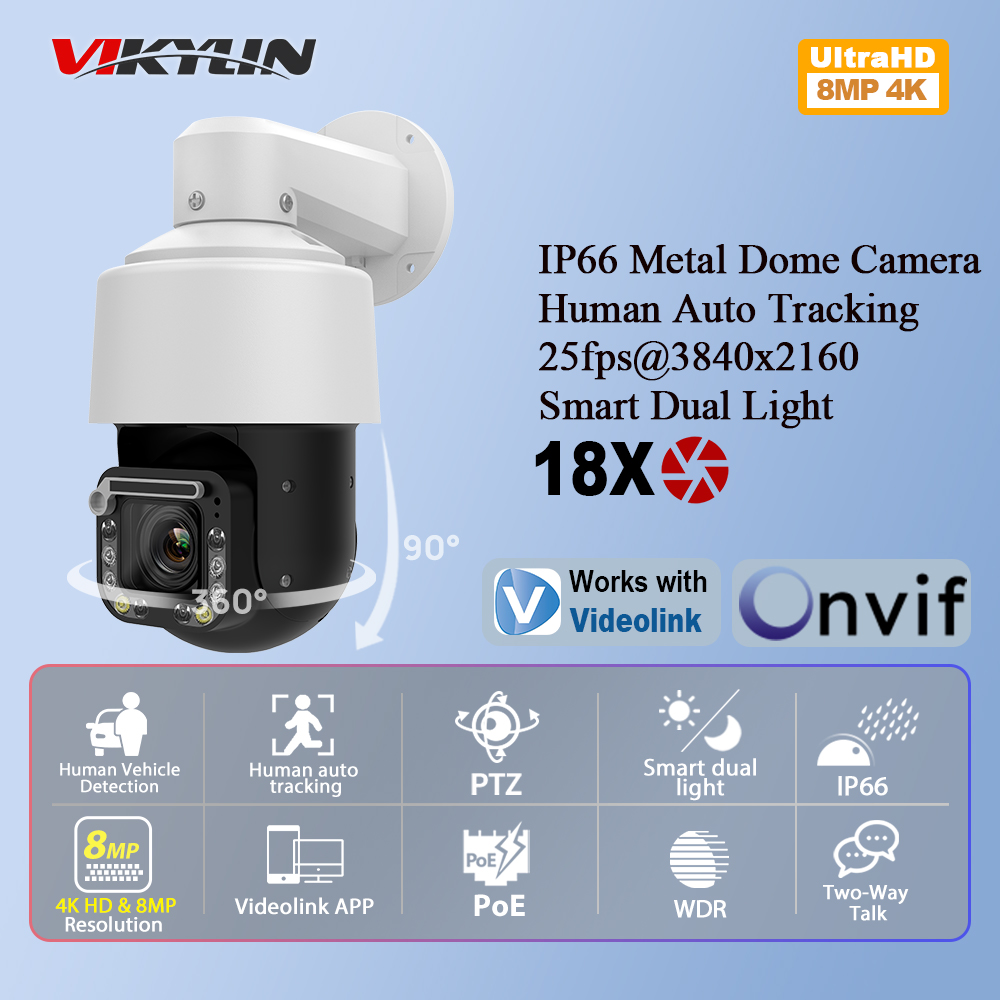 Outdoor Power G Motion - Caméra IP PTZ Vikylin 4K 8MP