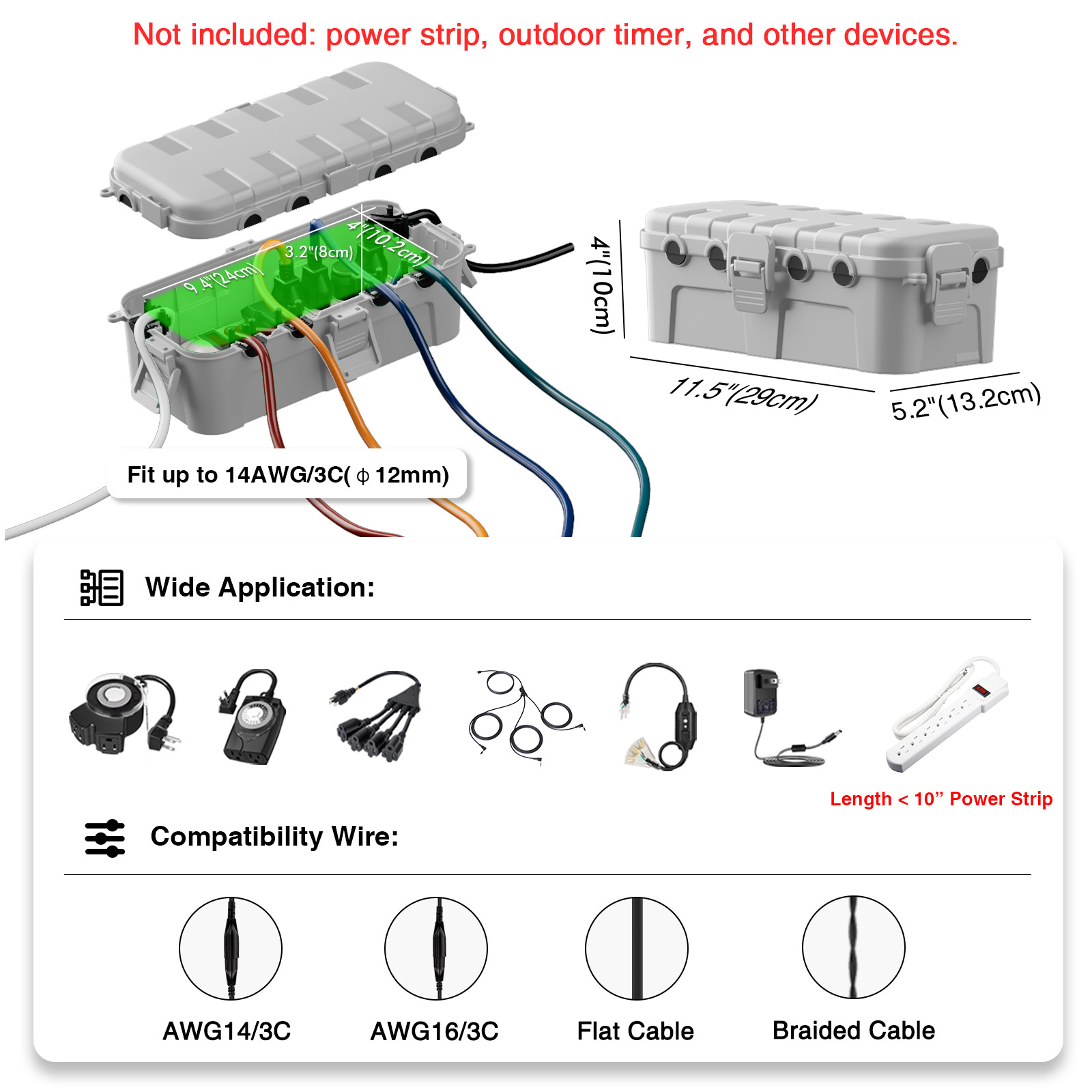 Boîtier de protection étanche  - Outdoor Power Strip With Cover avis et prix